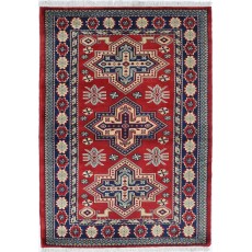 Hand Knotted Turkish Wool Accent Rug | Tribal Red Small Rug for Home Decor