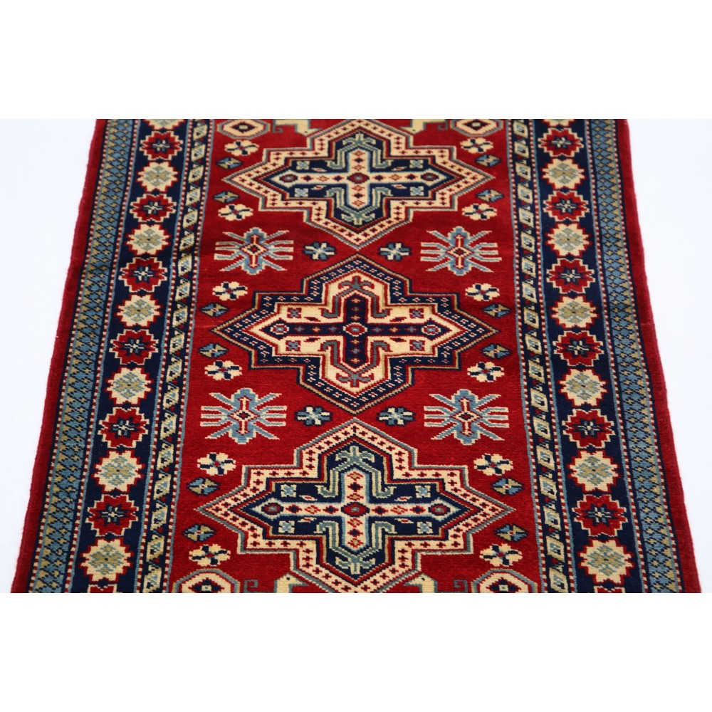 Hand Knotted Geometric Wool Accent Rug | Red Turkish Rug for Bedroom, Kitchen and Entryway Decor Hand Knotted Geometric Wool Accent Rug | Red Turkish Rug for Bedroom, Kitchen and Entryway Decor