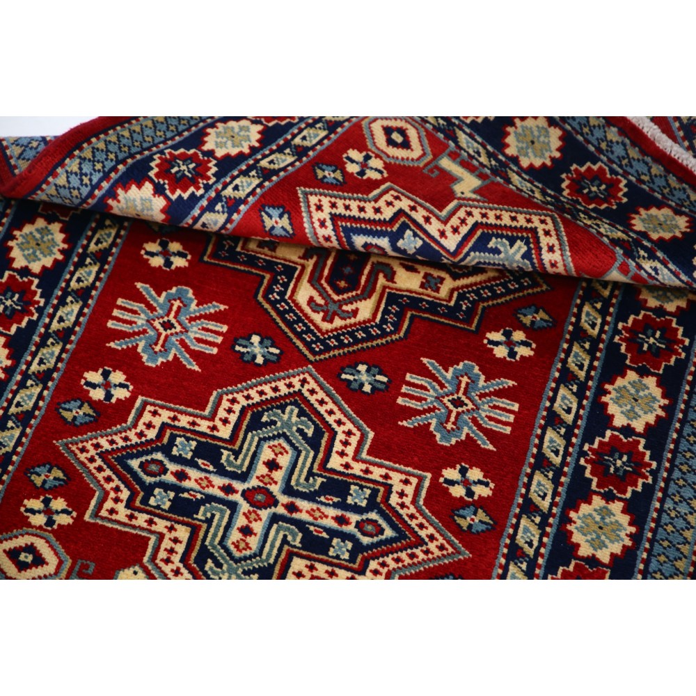 Hand Knotted Geometric Wool Accent Rug | Red Turkish Rug for Bedroom, Kitchen and Entryway Decor Hand Knotted Geometric Wool Accent Rug | Red Turkish Rug for Bedroom, Kitchen and Entryway Decor