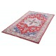 Hand Knotted Red, Navy Blue, Ivory Wool Area Rug | Turkish Geometric Medallion Design Accent Rug Hand Knotted Red, Navy Blue, Ivory Wool Area Rug | Turkish Geometric Medallion Design Accent Rug