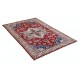 Hand Knotted Red, Navy Blue, Ivory Wool Area Rug | Turkish Geometric Medallion Design Accent Rug Hand Knotted Red, Navy Blue, Ivory Wool Area Rug | Turkish Geometric Medallion Design Accent Rug