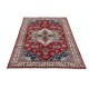Hand Knotted Red, Navy Blue, Ivory Wool Area Rug | Turkish Geometric Medallion Design Accent Rug Hand Knotted Red, Navy Blue, Ivory Wool Area Rug | Turkish Geometric Medallion Design Accent Rug