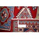 Hand Knotted Red, Navy Blue, Light Blue, Ivory Wool Area Rug | Turkish Tribal Motif Accent Rug Hand Knotted Red, Navy Blue, Light Blue, Ivory Wool Area Rug | Turkish Tribal Motif Accent Rug
