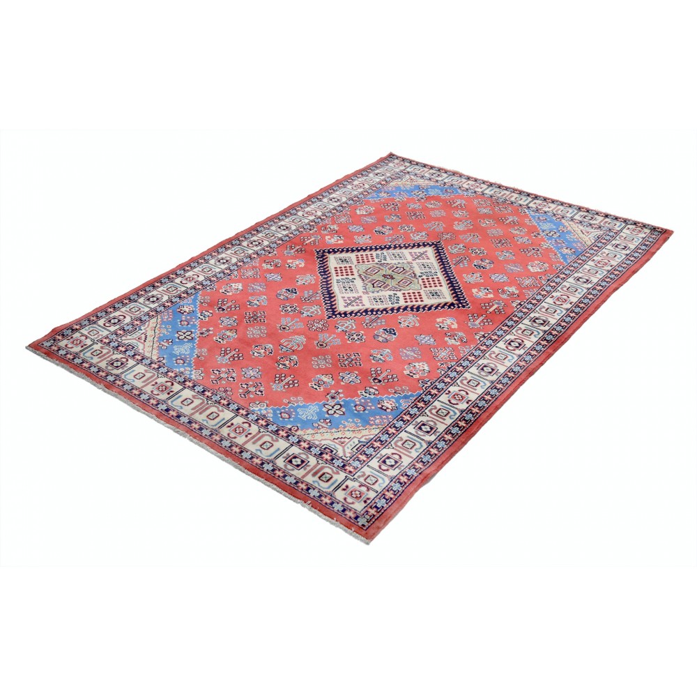 Hand Knotted Tribal Rug | Red Accent Rug with Medallion Design | Woolen Floor Covering Hand Knotted Tribal Rug | Red Accent Rug with Medallion Design | Woolen Floor Covering