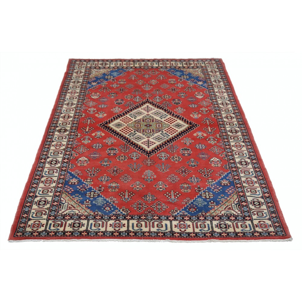 Hand Knotted Tribal Rug | Red Accent Rug with Medallion Design | Woolen Floor Covering Hand Knotted Tribal Rug | Red Accent Rug with Medallion Design | Woolen Floor Covering