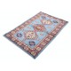 Hand Knotted Light Blue, Red, Ivory Wool Area Rug | Turkish Tribal Style Accent Rug