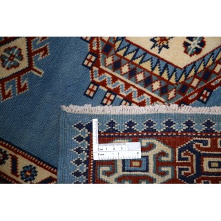 Hand Knotted Light Blue, Red, Ivory Wool Area Rug | Turkish Tribal Style Accent Rug Hand Knotted Light Blue, Red, Ivory Wool Area Rug | Turkish Tribal Style Accent Rug