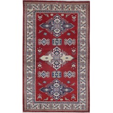Hand Knotted Turkish Wool Accent Rug | Tribal Red Rug for Home Decor