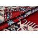 Hand Knotted Red, Navy Blue, Ivory, Light Blue Wool Area Rug | Turkish Tribal Motif Accent Rug Hand Knotted Red, Navy Blue, Ivory, Light Blue Wool Area Rug | Turkish Tribal Motif Accent Rug