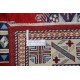 Hand Knotted Red, Navy Blue, Ivory, Light Blue Wool Area Rug | Turkish Tribal Motif Accent Rug Hand Knotted Red, Navy Blue, Ivory, Light Blue Wool Area Rug | Turkish Tribal Motif Accent Rug