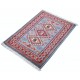 Hand Knotted Light Blue, Red, Ivory Wool Area Rug | Turkish Geometric Medallion Accent Rug Hand Knotted Light Blue, Red, Ivory Wool Area Rug | Turkish Geometric Medallion Accent Rug