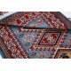 Hand Knotted Light Blue, Red, Ivory Wool Area Rug | Turkish Geometric Medallion Accent Rug Hand Knotted Light Blue, Red, Ivory Wool Area Rug | Turkish Geometric Medallion Accent Rug