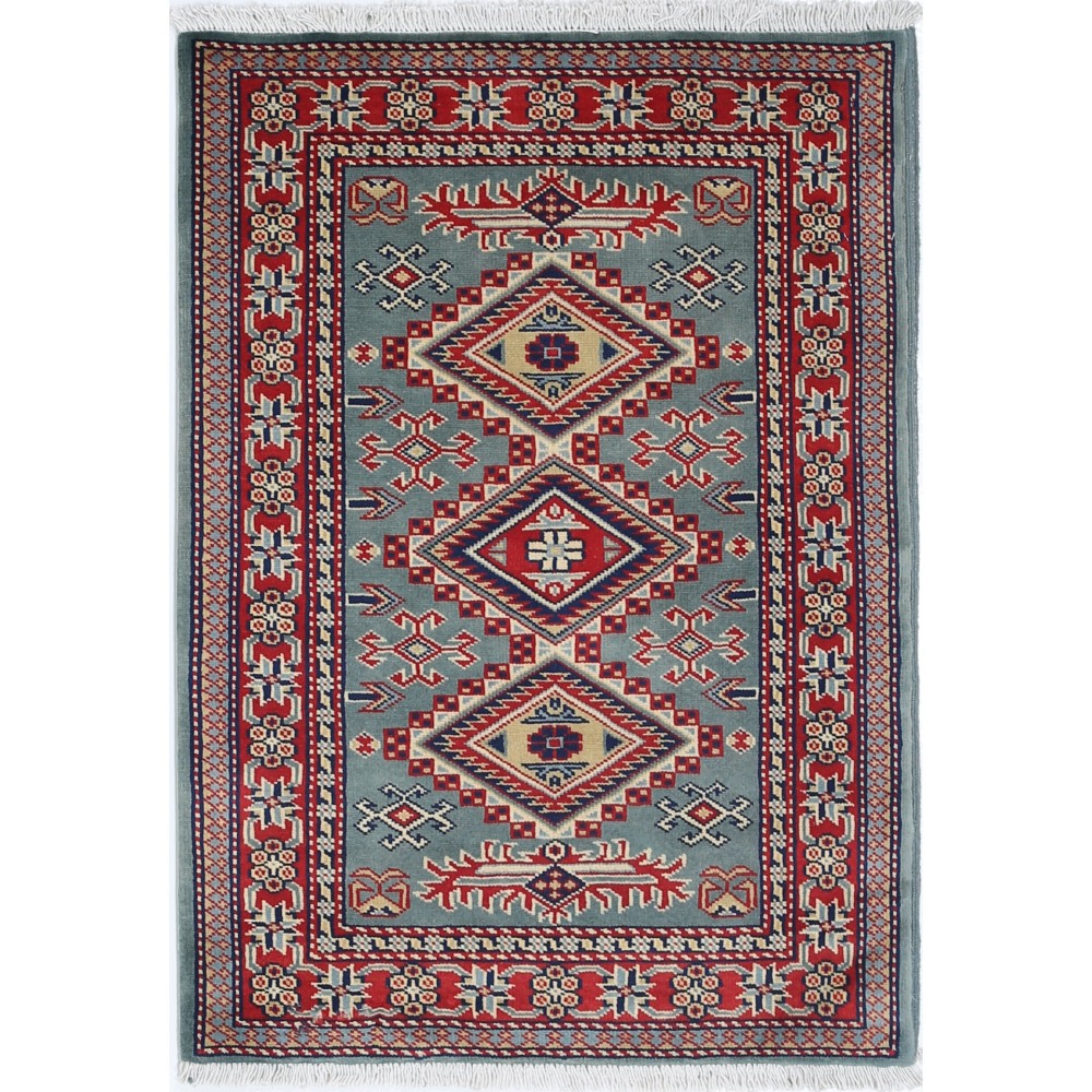 Hand Knotted Green, Red, Ivory Wool Area Rug | Geometric Tribal Medallion Patterned Accent Rug Hand Knotted Green, Red, Ivory Wool Area Rug | Geometric Tribal Medallion Patterned Accent Rug