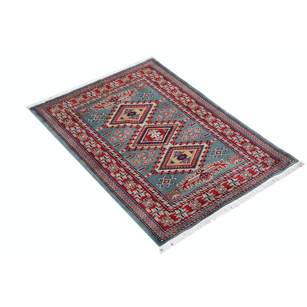 Hand Knotted Green, Red, Ivory Wool Area Rug | Geometric Tribal Medallion Patterned Accent Rug Hand Knotted Green, Red, Ivory Wool Area Rug | Geometric Tribal Medallion Patterned Accent Rug