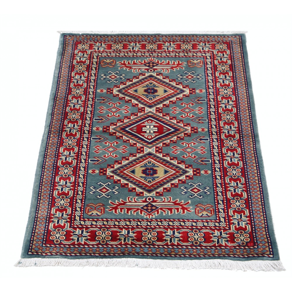 Hand Knotted Green, Red, Ivory Wool Area Rug | Geometric Tribal Medallion Patterned Accent Rug Hand Knotted Green, Red, Ivory Wool Area Rug | Geometric Tribal Medallion Patterned Accent Rug
