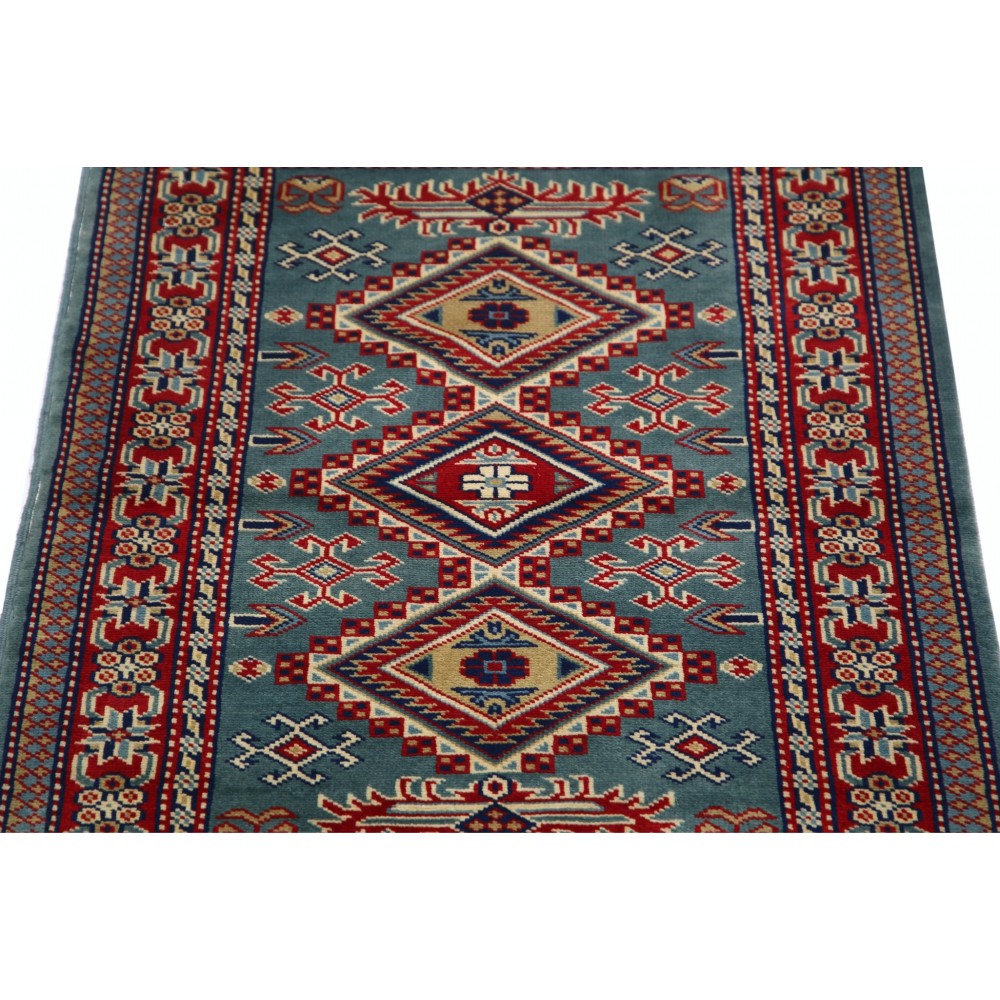 Hand Knotted Green, Red, Ivory Wool Area Rug | Geometric Tribal Medallion Patterned Accent Rug Hand Knotted Green, Red, Ivory Wool Area Rug | Geometric Tribal Medallion Patterned Accent Rug