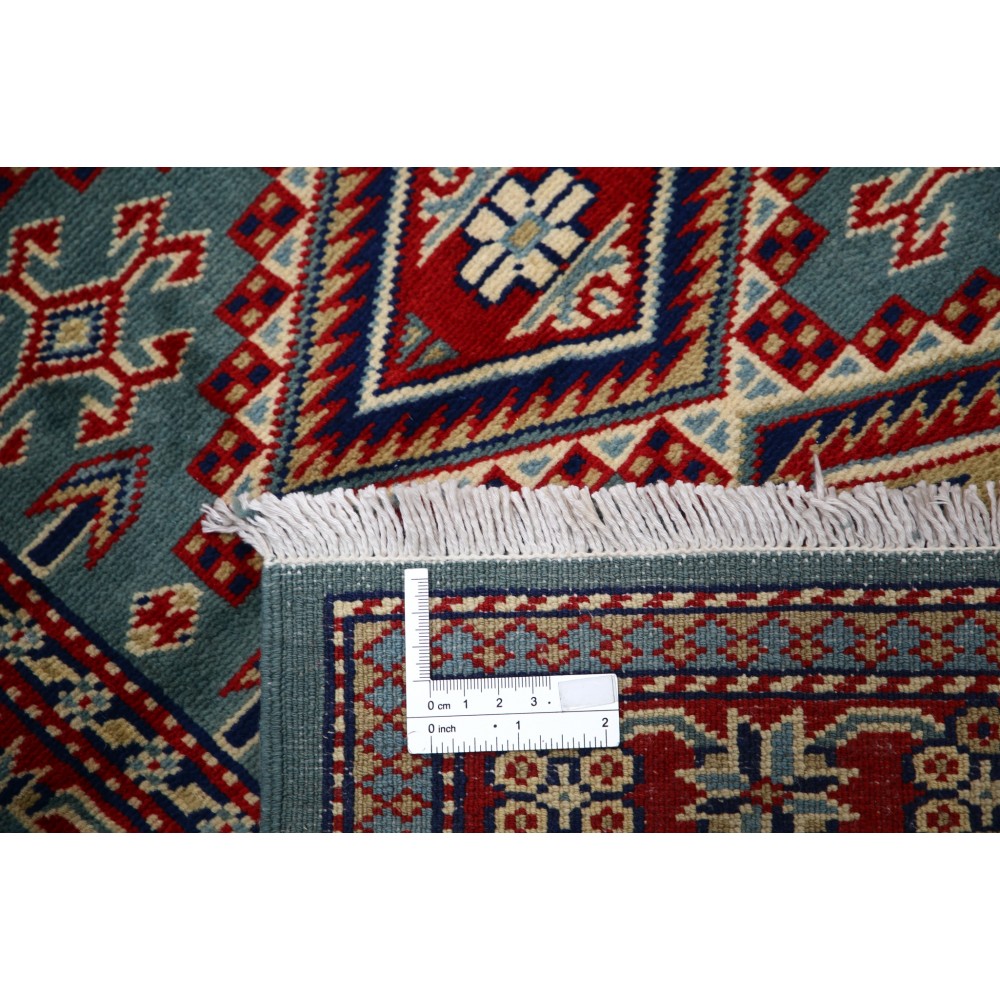 Hand Knotted Green, Red, Ivory Wool Area Rug | Geometric Tribal Medallion Patterned Accent Rug Hand Knotted Green, Red, Ivory Wool Area Rug | Geometric Tribal Medallion Patterned Accent Rug