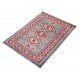 Handknotted Light Blue, Red, Ivory Wool Area Rug | Geometric Tribal Medallion Patterned Accent Rug Handknotted Light Blue, Red, Ivory Wool Area Rug | Geometric Tribal Medallion Patterned Accent Rug