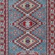 Handknotted Light Blue, Red, Ivory Wool Area Rug | Geometric Tribal Medallion Patterned Accent Rug Handknotted Light Blue, Red, Ivory Wool Area Rug | Geometric Tribal Medallion Patterned Accent Rug