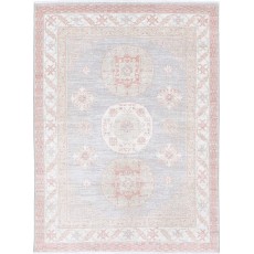 Hand Knotted Turkish Geometric Wool Area Rug in Soft Tones