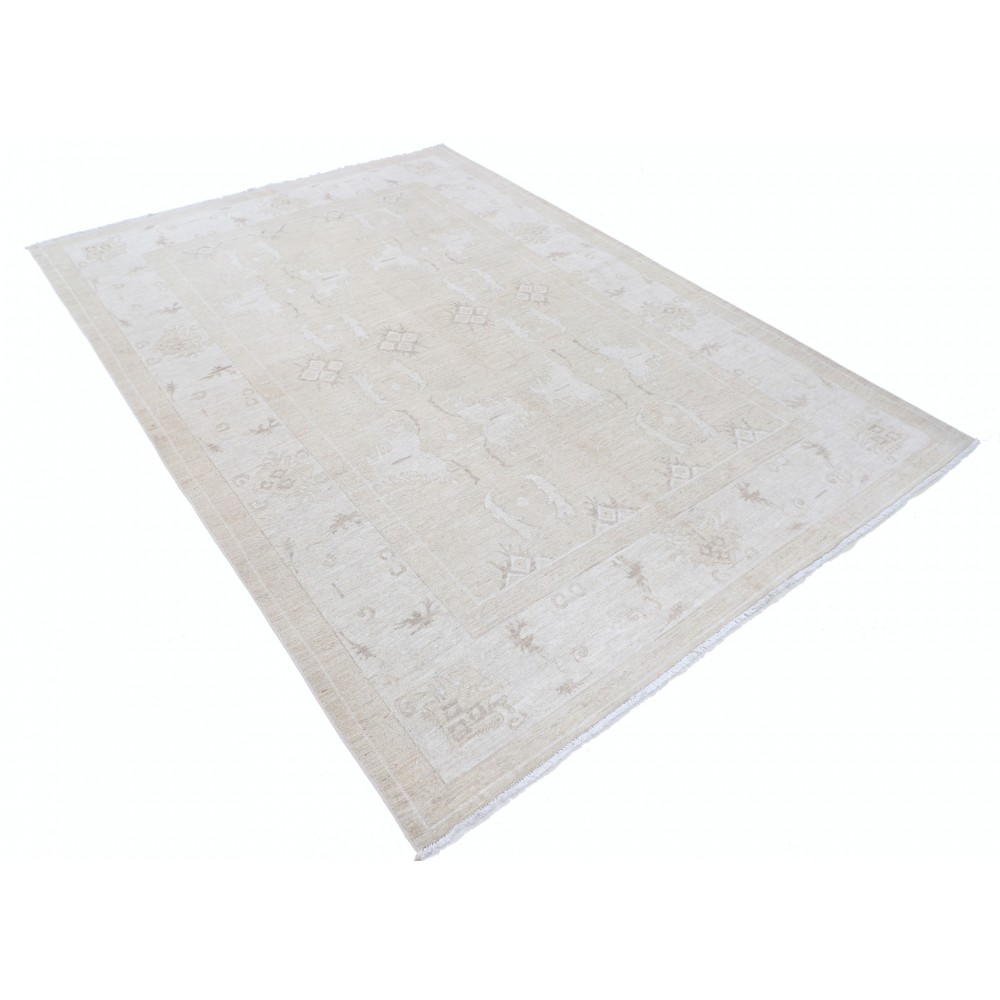 Hand Knotted Beige Wool Area Rug for Living Room, Dining Room and Bedroom Decor | Decorative Carpet