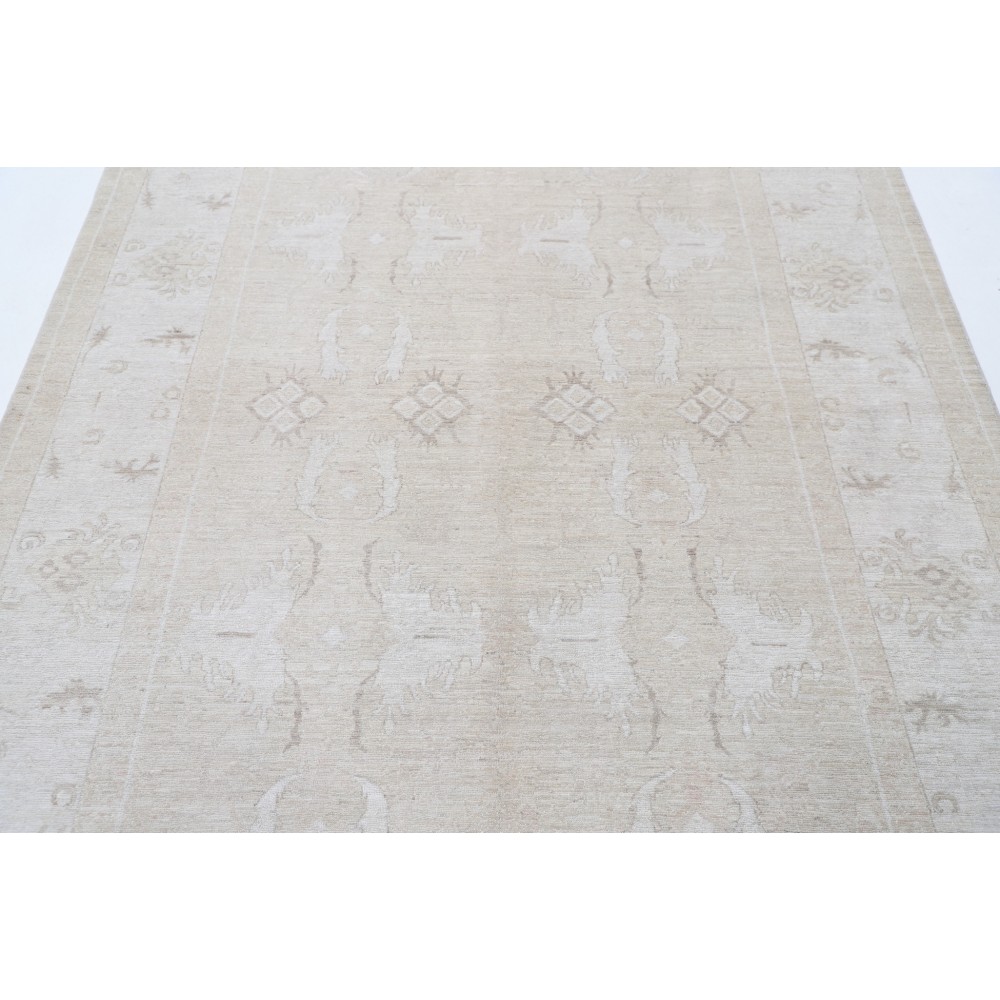Hand Knotted Beige Wool Area Rug for Living Room, Dining Room and Bedroom Decor | Decorative Carpet