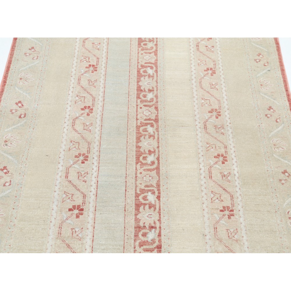 Hand Knotted Beige and Red Wool Area Rug | Turkish Stripe Motif Accent Rug Hand Knotted Beige and Red Wool Area Rug | Turkish Stripe Motif Accent Rug