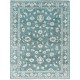 Hand Knotted Green Wool Oushak Area Rug with All-Over Floral Design Hand Knotted Green Wool Oushak Area Rug with All-Over Floral Design
