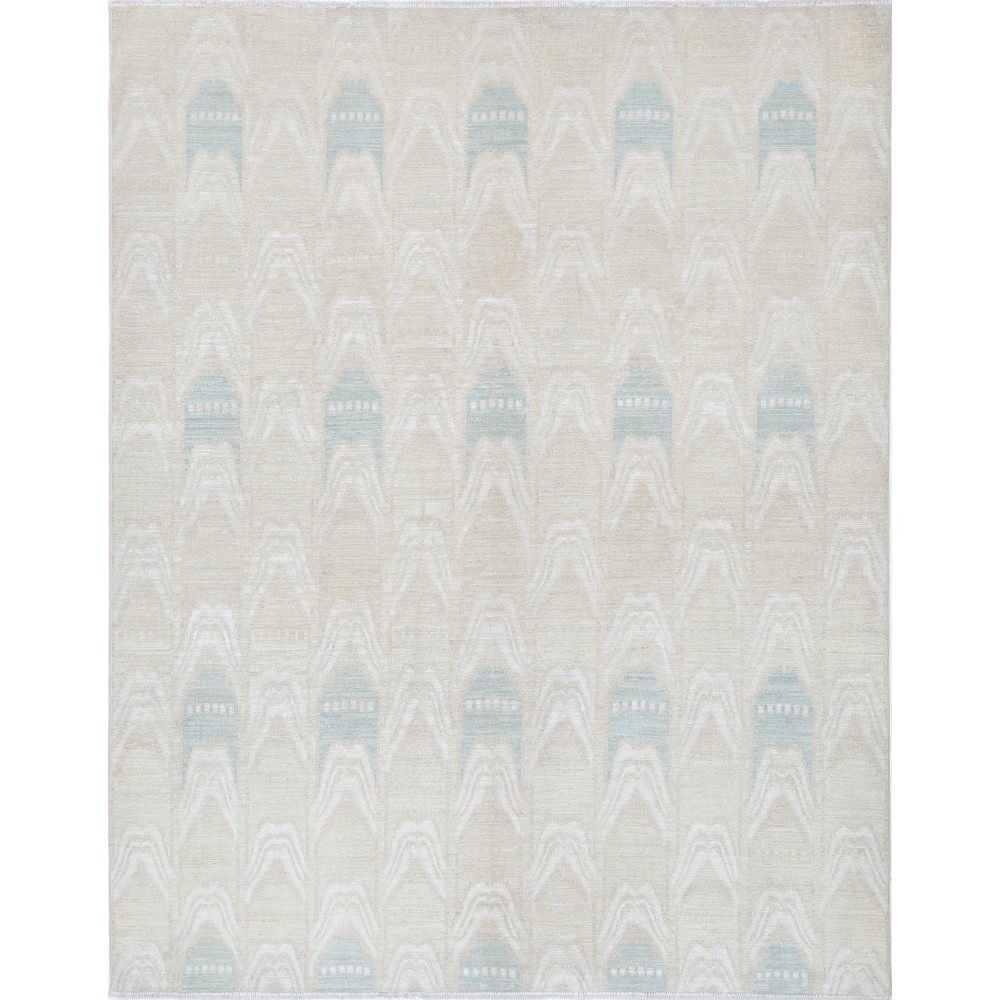 Hand Knotted Light Blue, Beige Wool Rug | Geometric Pattern Carpet Hand Knotted Light Blue, Beige Wool Rug | Geometric Pattern Carpet