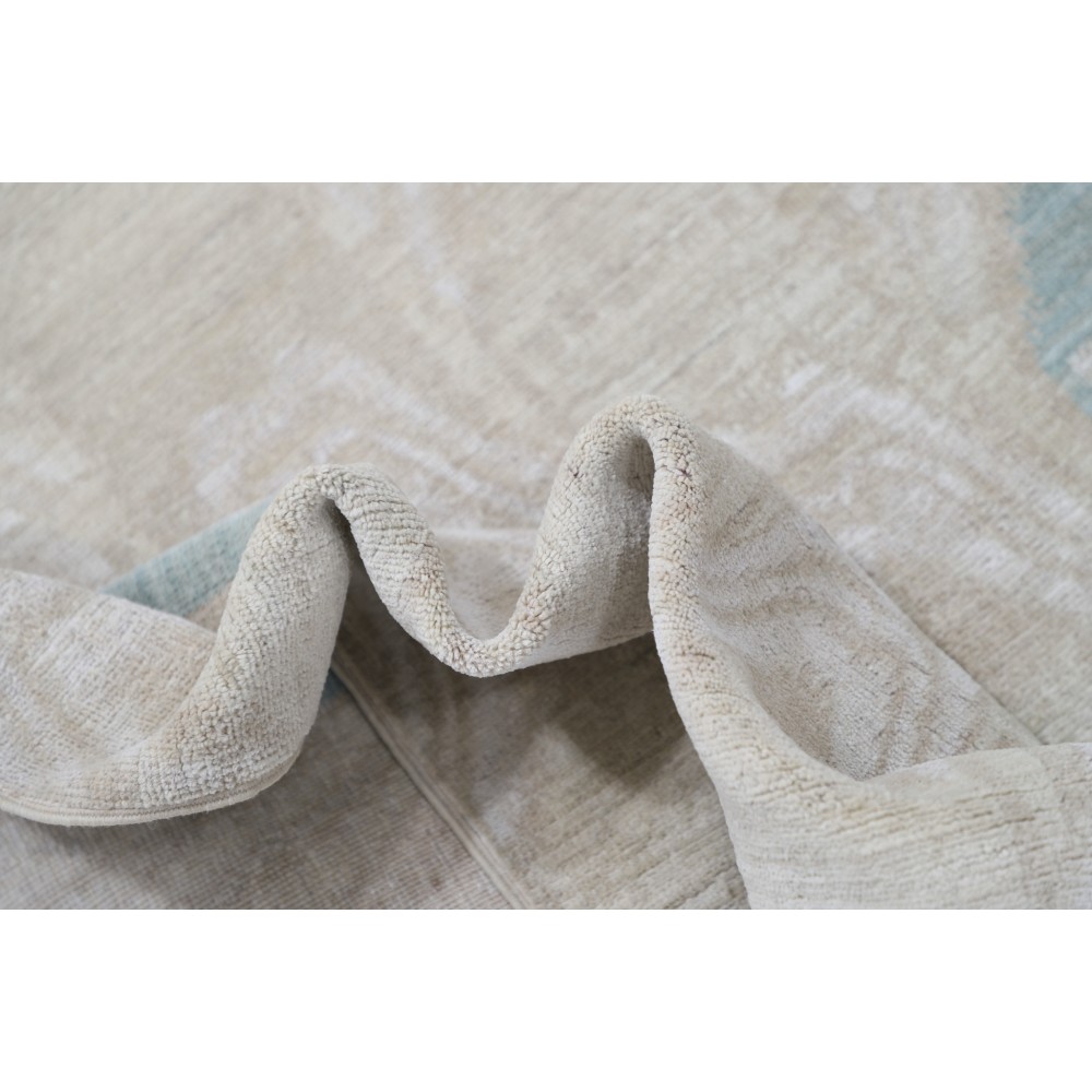 Hand Knotted Light Blue, Beige Wool Rug | Geometric Pattern Carpet Hand Knotted Light Blue, Beige Wool Rug | Geometric Pattern Carpet