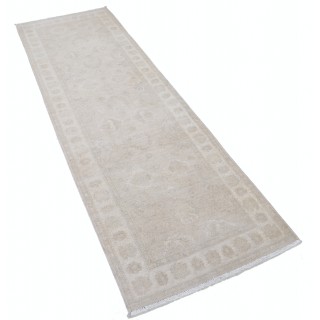 Hand Knotted Beige Wool Runner Rug | Oushak Floral Corridor Rug for Hallway, Kitchen