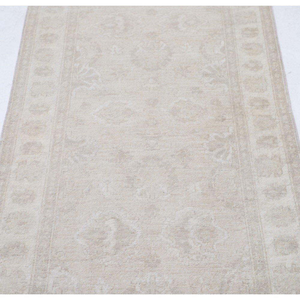 Hand Knotted Beige Wool Runner Rug | Oushak Floral Corridor Rug for Hallway, Kitchen Hand Knotted Beige Wool Runner Rug | Oushak Floral Corridor Rug for Hallway, Kitchen