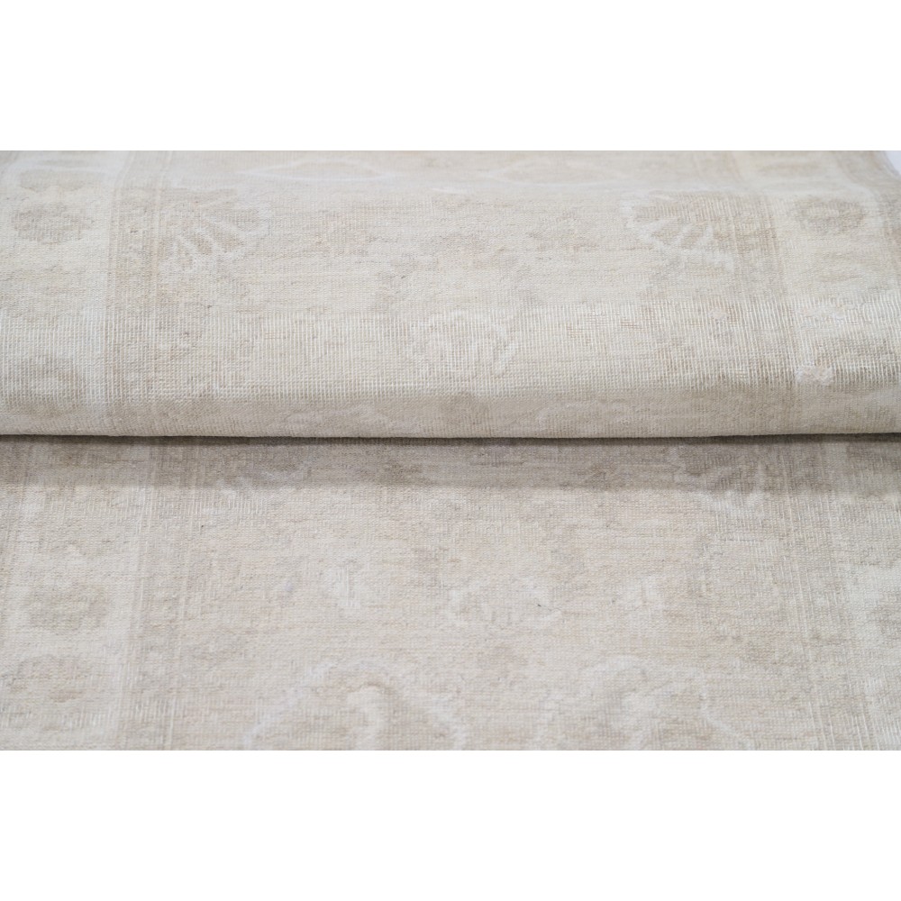 Hand Knotted Beige Wool Runner Rug | Oushak Floral Corridor Rug for Hallway, Kitchen Hand Knotted Beige Wool Runner Rug | Oushak Floral Corridor Rug for Hallway, Kitchen