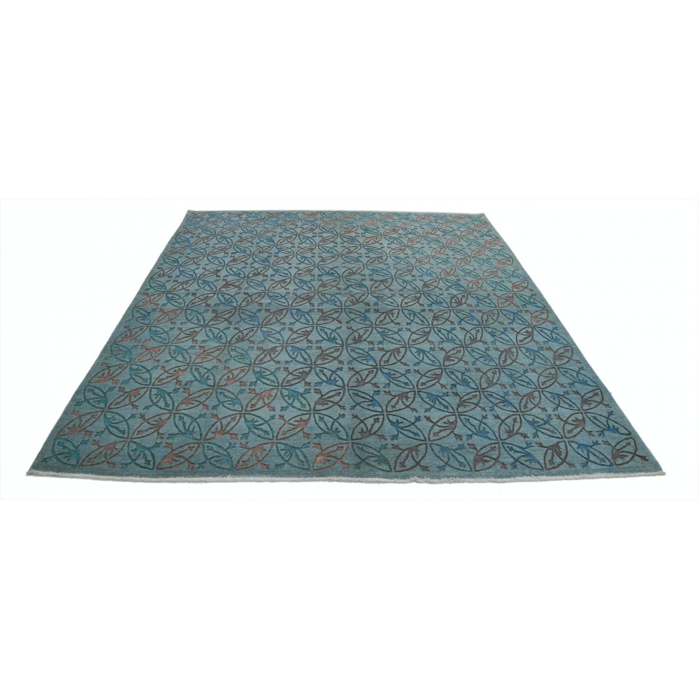 Blue Hand Knotted Turkish Square Area Rug for Home Decor | 100% Wool Blue Hand Knotted Turkish Square Area Rug for Home Decor | 100% Wool