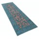 Hand Knotted Teal Blue, Blush Wool Runner Rug | Floral Corridor Rug | Stair Rug | New Kitchen Rug