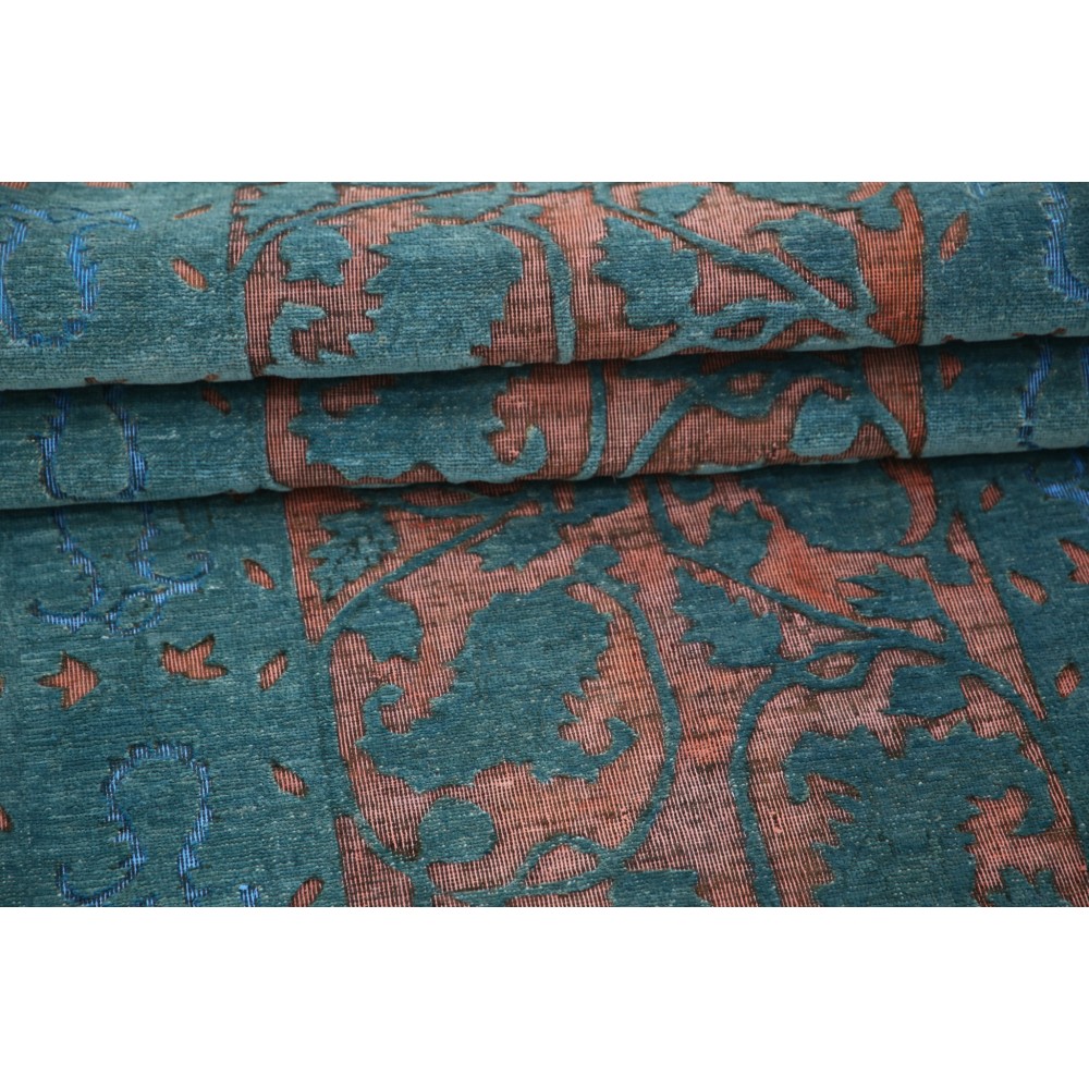 Hand Knotted Teal Blue, Blush Wool Runner Rug | Floral Corridor Rug | Stair Rug | New Kitchen Rug