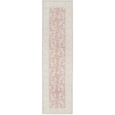 Hand Knotted Red, Beige Wool Runner Rug | Oushak Floral Corridor Rug for Hallway, Kitchen