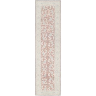 Hand Knotted Red, Beige Wool Runner Rug | Oushak Floral Corridor Rug for Hallway, Kitchen
