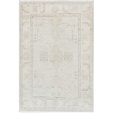 Hand Knotted Beige Wool Area Rug | Floral Design Small Rug