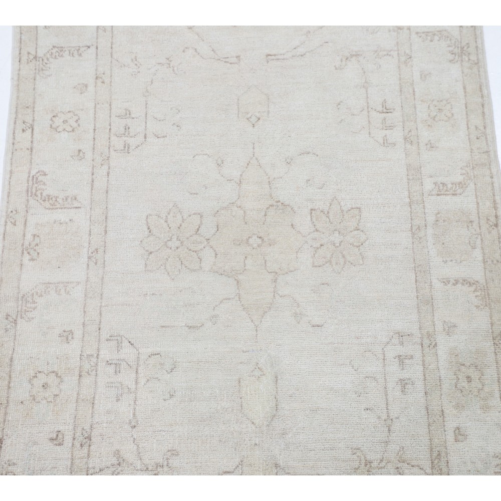 Hand Knotted Beige Wool Area Rug | Floral Design Small Rug