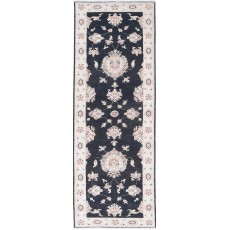Hand Knotted Black, Beige Wool Runner Rug | Oushak Floral Corridor Rug for Hallway, Kitchen