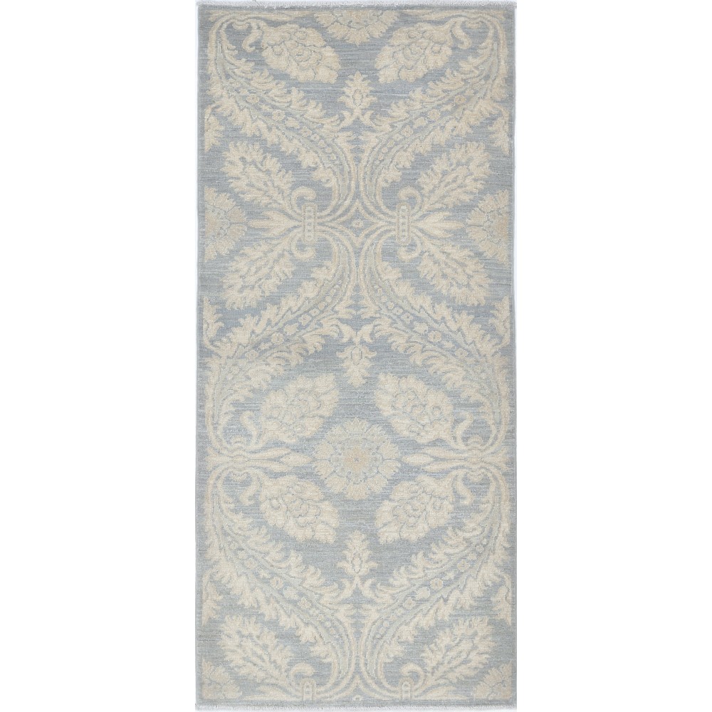 Hand Knotted Hallway Runner Rug | Light Blue and Ivory Runner Rug for Corridor | Stair Rug | Wool Kitchen Rug