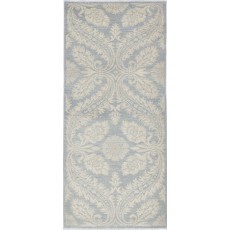 Hand Knotted Hallway Runner Rug | Light Blue and Ivory Runner Rug for Corridor | Stair Rug | Wool Kitchen Rug