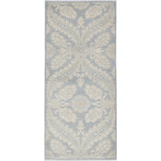 Hand Knotted Hallway Runner Rug | Light Blue and Ivory Runner Rug for Corridor | Stair Rug | Wool Kitchen Rug