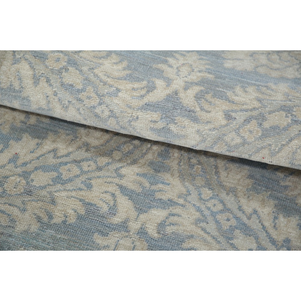 Hand Knotted Hallway Runner Rug | Light Blue and Ivory Runner Rug for Corridor | Stair Rug | Wool Kitchen Rug