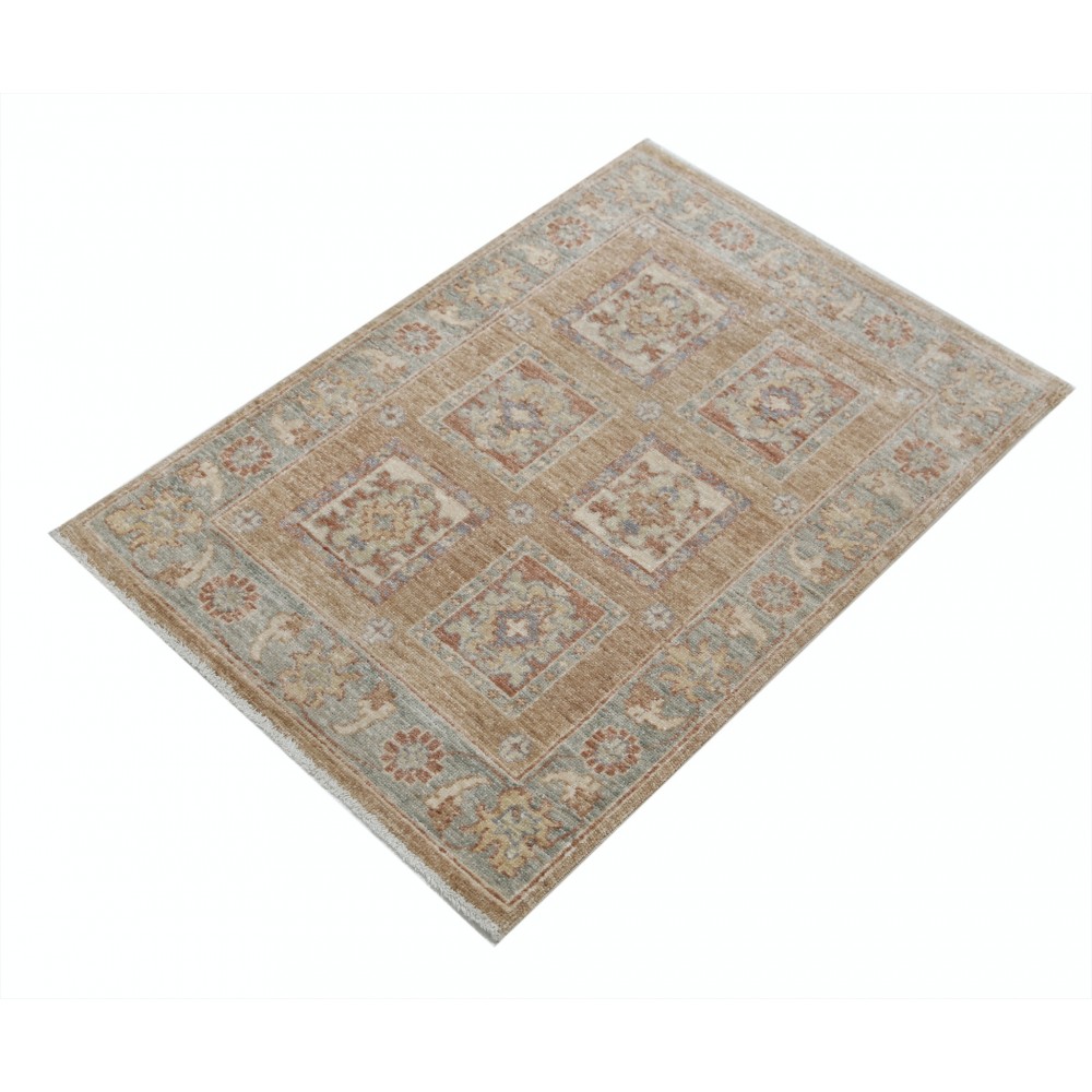 Hand Knotted Red, Tan, Light Blue and Ivory Wool Area Rug | Geometric Floral Small Rug Hand Knotted Red, Tan, Light Blue and Ivory Wool Area Rug | Geometric Floral Small Rug