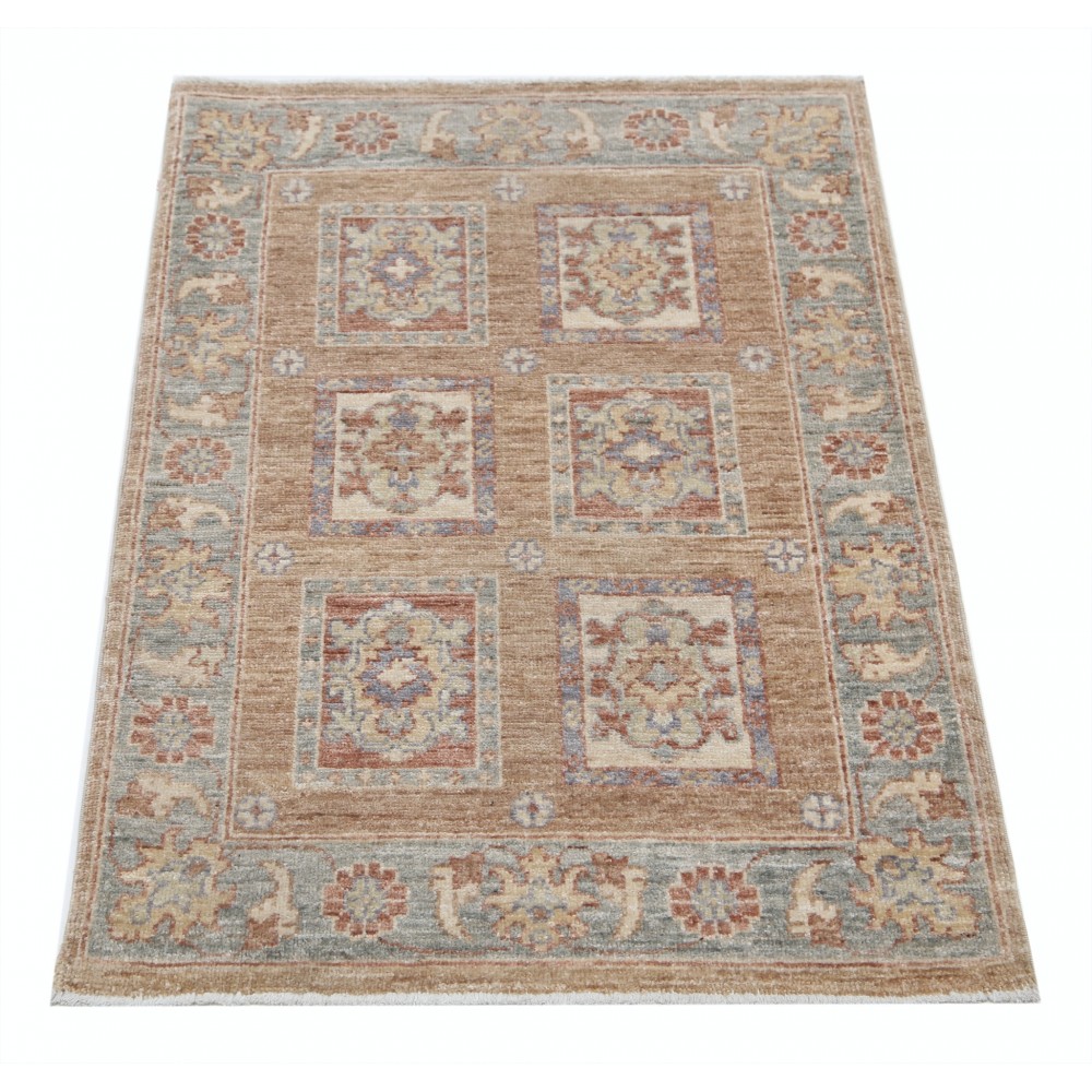 Hand Knotted Red, Tan, Light Blue and Ivory Wool Area Rug | Geometric Floral Small Rug Hand Knotted Red, Tan, Light Blue and Ivory Wool Area Rug | Geometric Floral Small Rug