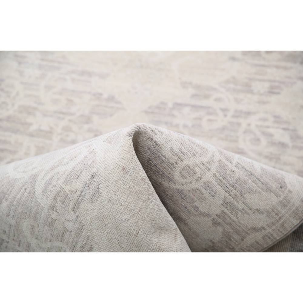 Hand Knotted Beige Wool Runner Rug | Oushak Floral Corridor Rug for Hallway, Kitchen Hand Knotted Beige Wool Runner Rug | Oushak Floral Corridor Rug for Hallway, Kitchen