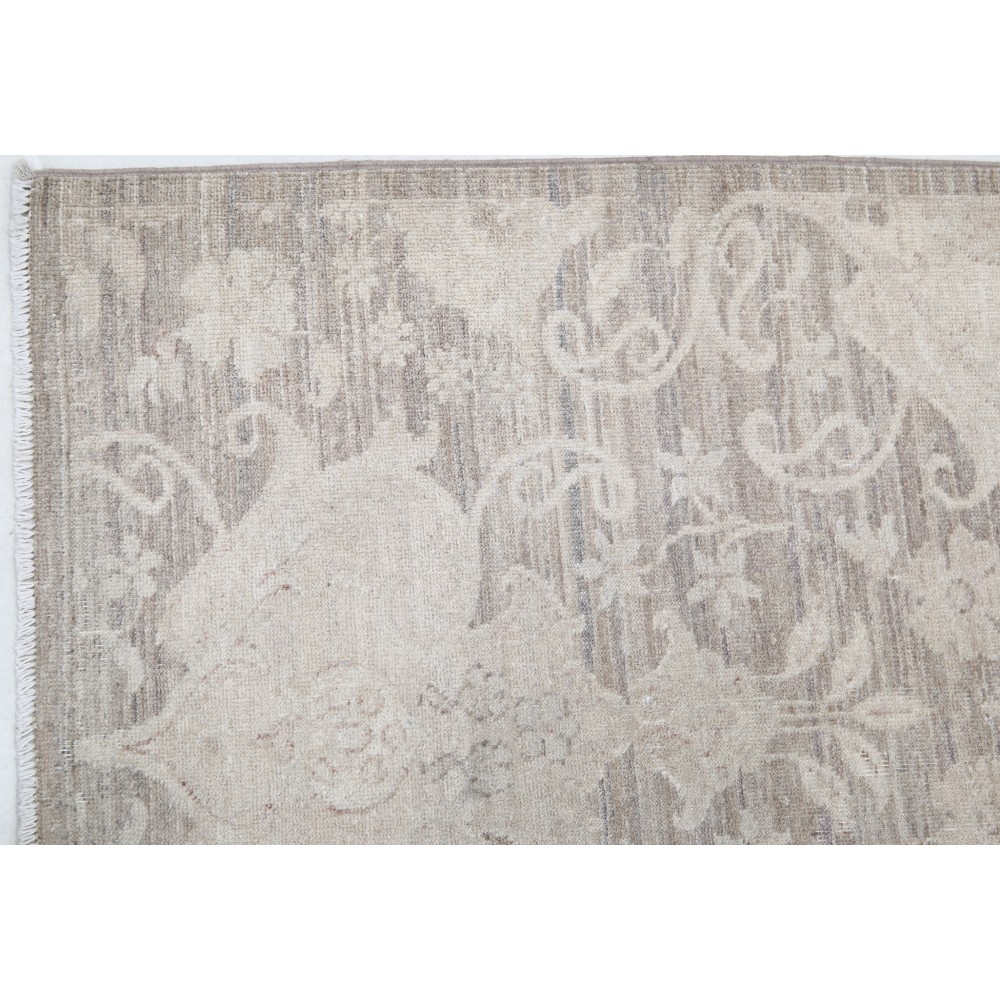 Hand Knotted Beige Wool Runner Rug | Oushak Floral Corridor Rug for Hallway, Kitchen Hand Knotted Beige Wool Runner Rug | Oushak Floral Corridor Rug for Hallway, Kitchen
