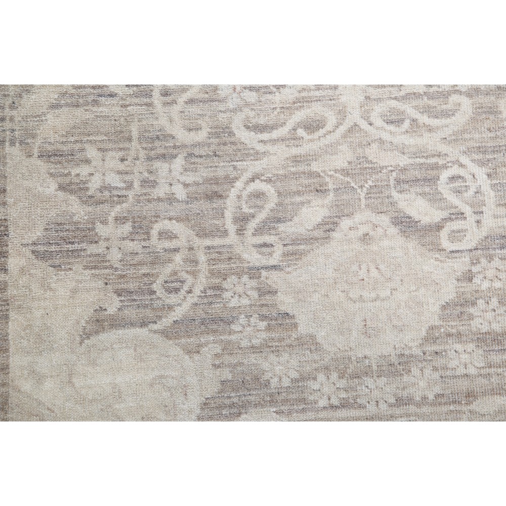 Hand Knotted Beige Wool Runner Rug | Oushak Floral Corridor Rug for Hallway, Kitchen Hand Knotted Beige Wool Runner Rug | Oushak Floral Corridor Rug for Hallway, Kitchen